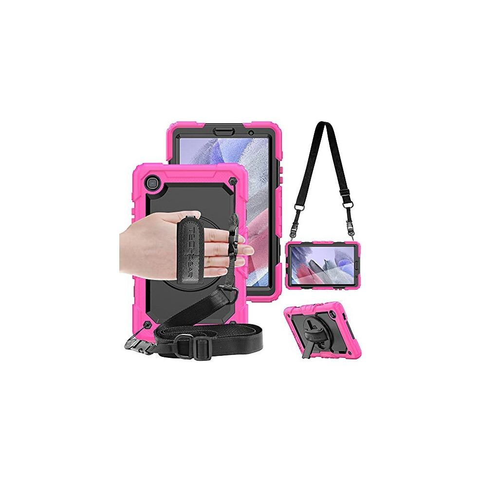 (Pink) TECHGEAR UTILITY Case for Samsung Galaxy Tab A7 Lite 8.7" (SM-T220 / SM-T225) HEAVY DUTY Armour Shockproof Case with Stand, Hand and Shoulder S