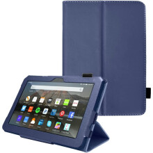 (Denim) TECHGEAR Case Designed For New Amazon Fire 7" (12th Generation / 2022 Release) PU Leather Slim Folio Stand Case with Hand Strap with Auto Wake / Sleep