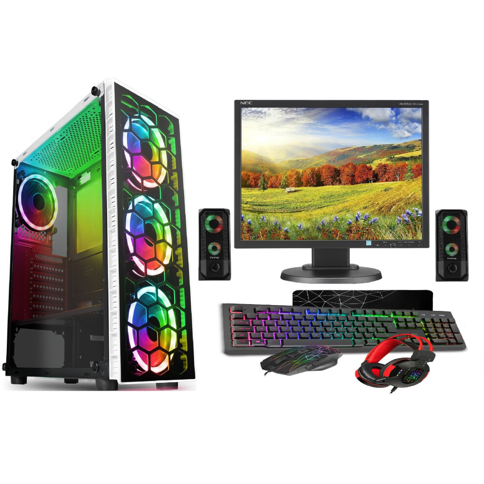 Gaming PC Bundle i5-2500 16 GB Ram 1 TB HDD + 128 GB SSD GT710 2GB Graphic card WHITE RAIDER