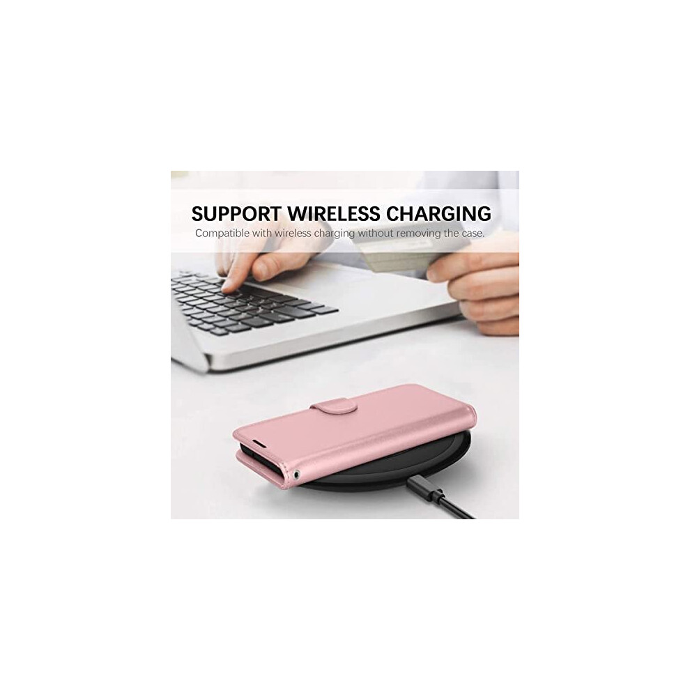 pink--samsung-galaxy-s21-fe-5g-leather-wallet-case--flip-protective-cover-with-wallet-card-holder--stand-and-wrist-strap---pu-leather-with-magnetic-closure