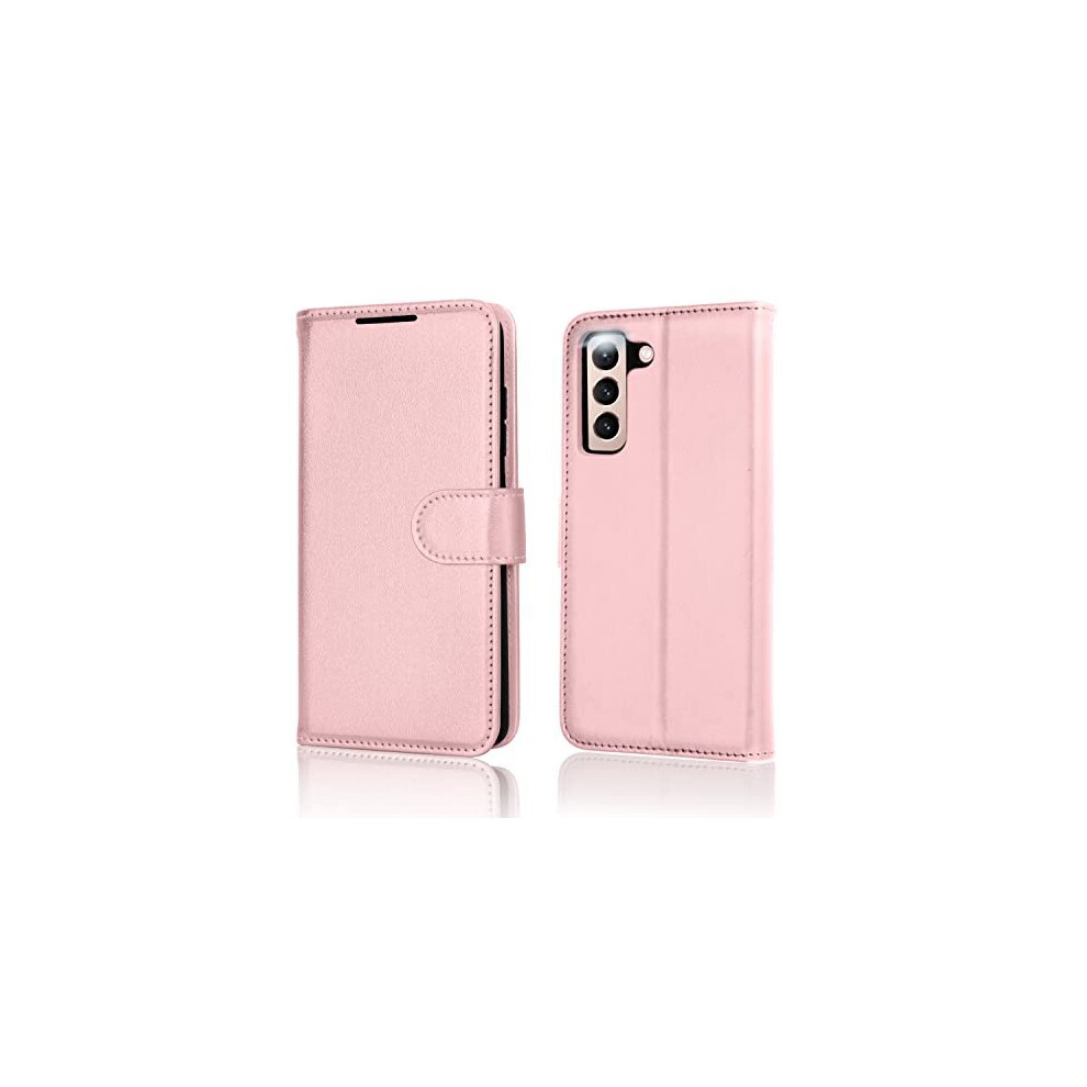 pink--samsung-galaxy-s21-fe-5g-leather-wallet-case--flip-protective-cover-with-wallet-card-holder--stand-and-wrist-strap---pu-leather-with-magnetic-closure