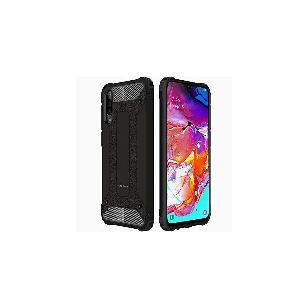 Techgear Galaxy A70 Case [Tough Armoured] Shockproof Dual-Layer Protective Heavy Duty Tough Cover Designed For Samsung Galaxy A70 - (Black)