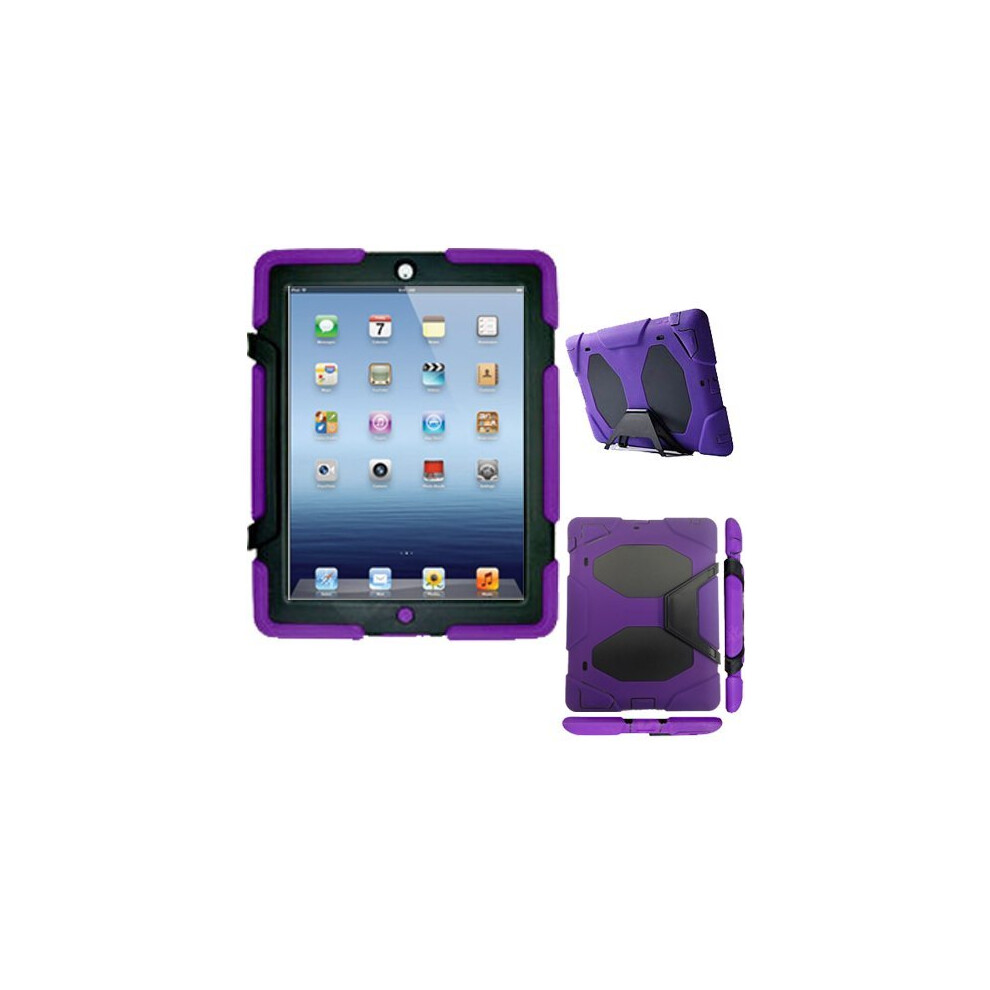 (PURPLE) TECHGEAR G-SHOCK Case for iPad 4 3 2 - Tough Heavy Duty Shock Proof Long Survival Protective Case with Stand - Kids Work School Builders Case