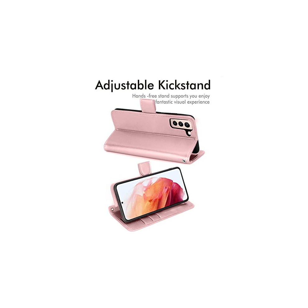 pink--samsung-galaxy-s21-fe-5g-leather-wallet-case--flip-protective-cover-with-wallet-card-holder--stand-and-wrist-strap---pu-leather-with-magnetic-closure