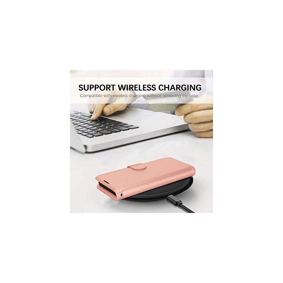 rose-gold--samsung-galaxy-s21-plus-leather-wallet-case--flip-protective-cover-with-wallet-card-holder--stand-and-wrist-strap---pu-leather-with-magnetic-closure
