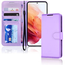 (Violet) Samsung Galaxy S23 Leather Wallet Case, Flip Protective Cover with Wallet Card Holder, Stand and Wrist Strap - PU Leather with Magnetic Closure