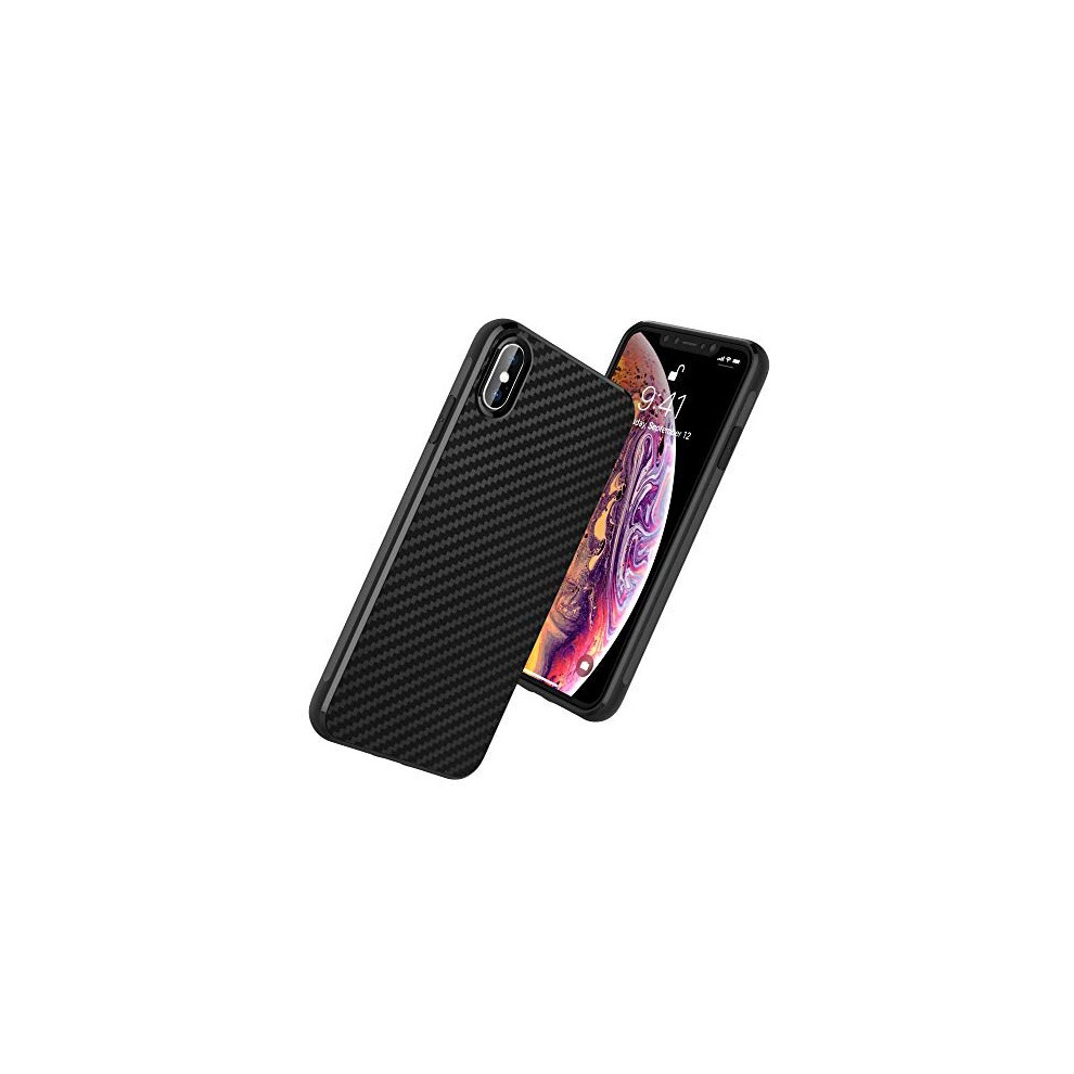 iPhone XS Case, Flexible Shockproof TPU Slim Fit Case Cover - Carbon Fibre Design Soft Flexible Protective Shell Guard Case