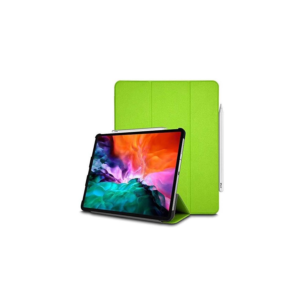 Techgear (Green) Ipad Pro 12.9" 2020 Smart Case [Pencil Compatible] Slim Smart Case Tri-Fold Stand Cover With Corner Protection [Auto Wake / Sleep]
