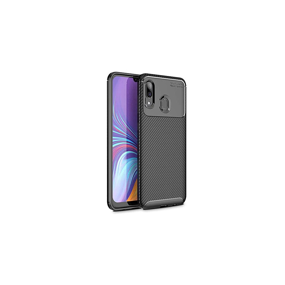 Carbon Fibre Case for Samsung Galaxy A40 Flexible, Shockproof, Slim, Soft TPU Protective Shell Cover with Carbon Fibre Detailing