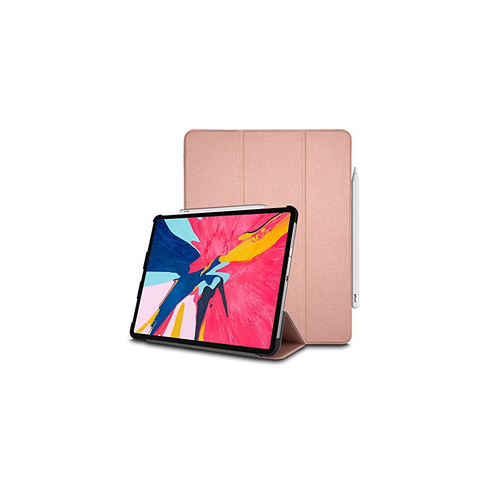 (Rose Gold) TECHGEAR iPad Pro 12.9" 2020 Smart Case [Pencil Compatible] Slim Smart Case Tri-fold Stand Cover with Corner Protection [Auto Wake / Sleep