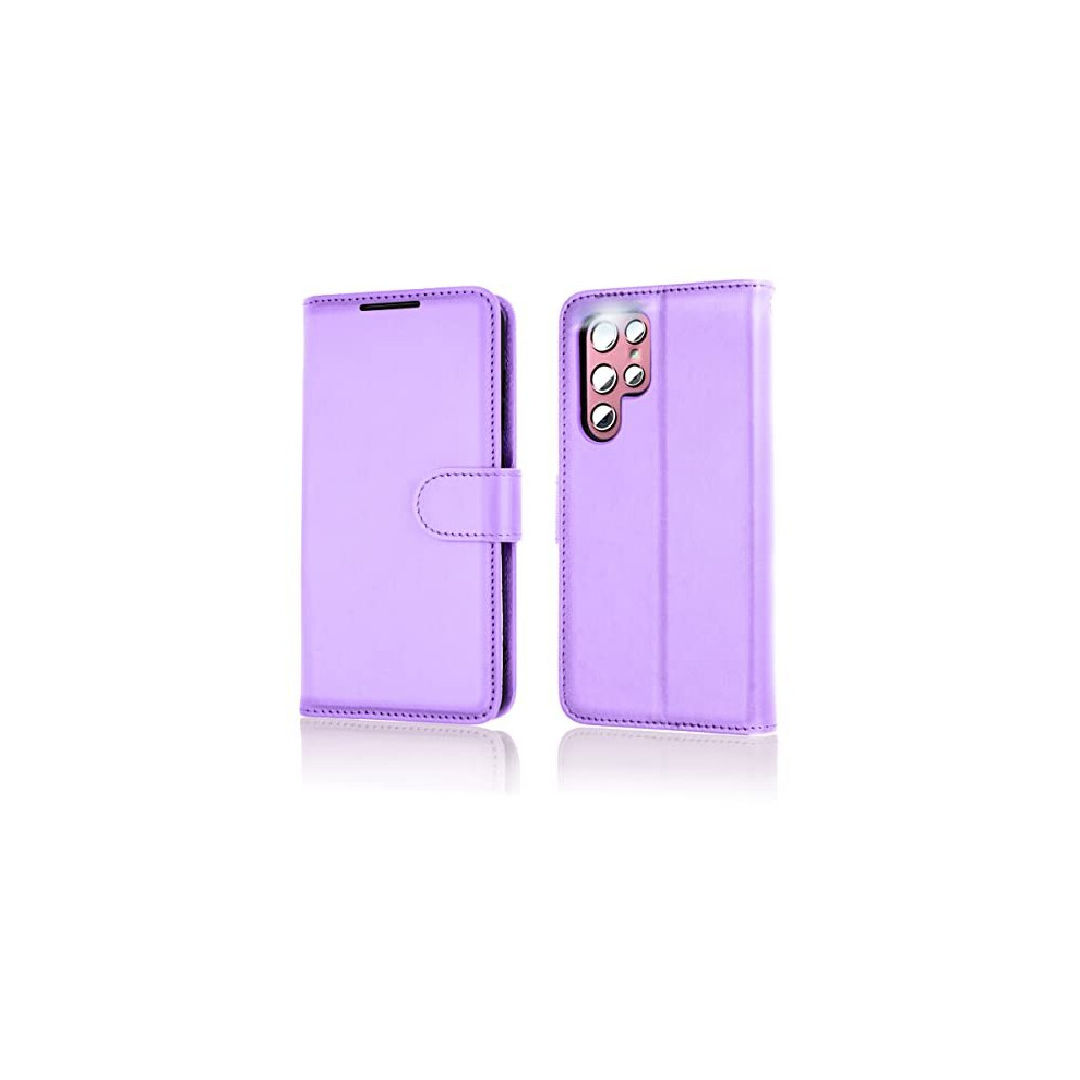 violet--samsung-galaxy-s23-ultra-leather-wallet-case--flip-protective-cover-with-wallet-card-holder--stand-and-wrist-strap---pu-leather-with-magnetic-closure
