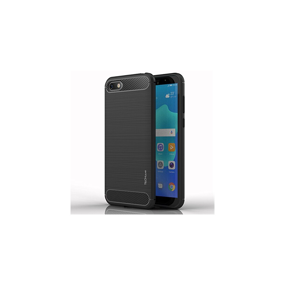 TECHGEAR Stealth Case Compatible with Honor 7s - Flexible, Shockproof, Slim Fit, Soft TPU Protective Shell Cover with Carbon Fibre Design