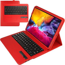 (Red) TECHGEAR Keyboard Case for iPad Pro 11" 2021 3rd & 2nd Generation / 2020 - PU Leather Case with Detachable Wireless [UK QWERTY] Keyboard & Stand