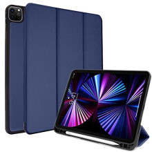 (Blue) iPad Pro 12.9" 2022 / 2021 (6th & 5th Gen) Smart Case [Pencil Compatible] Slim Smart Case Fold Stand Cover with Corner Protection [Auto Wake / Sleep]