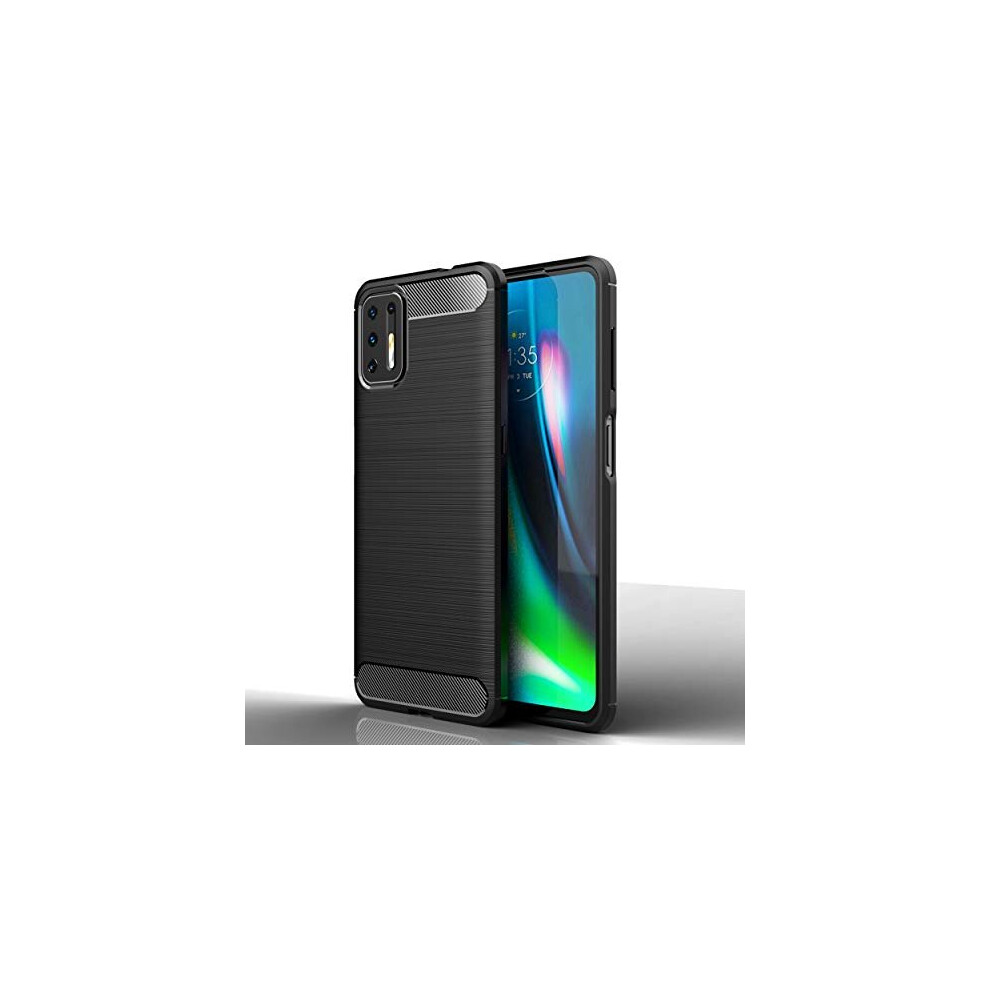 Moto G9 Plus Carbon Fibre Case [Stealth Case] Flexible, Shockproof, Ultra Slim, Soft TPU Protective Shell Cover with Carbon Fibre Detailing