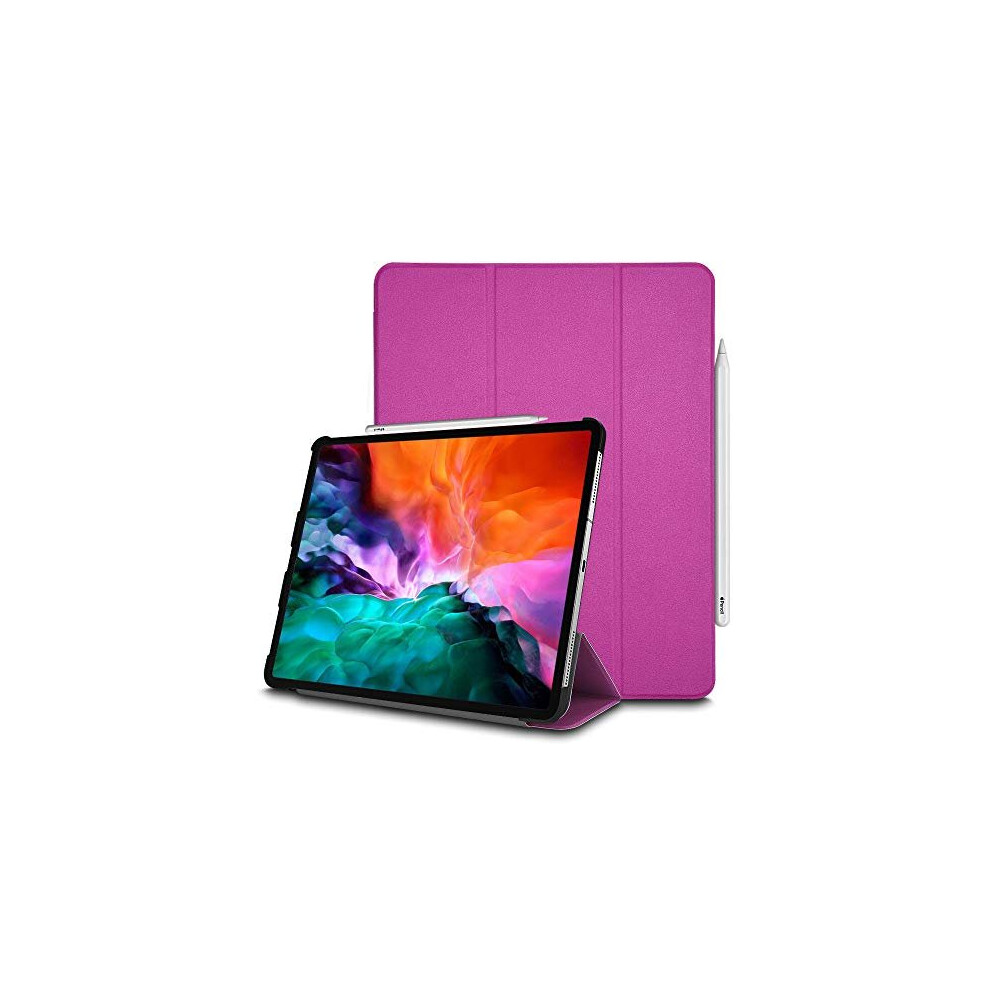 (Purple) TECHGEAR iPad Pro 12.9" 2020 Smart Case [Pencil Compatible] Slim Smart Case Tri-fold Stand Cover with Corner Protection [Auto Wake / Sleep]