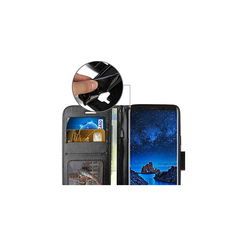 black--samsung-galaxy-s9-plus-leather-wallet-case--flip-protective-cover-with-wallet-card-holder--stand-and-wrist-strap---pu-leather-with-magnetic-closure