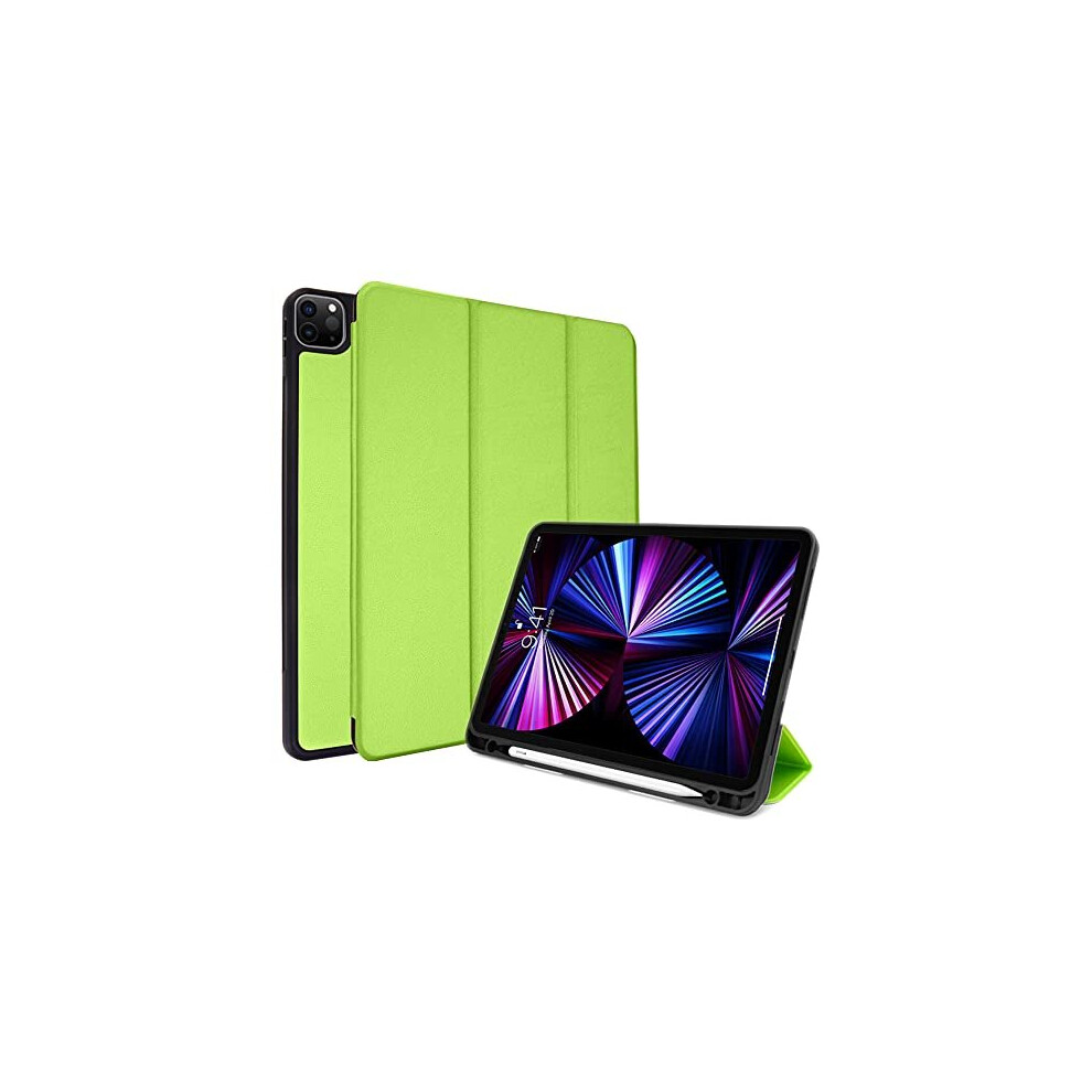 (Green) iPad Pro 12.9" 2022 / 2021 (6th & 5th Gen) Smart Case [Pencil Compatible] Slim Smart Case Fold Stand Cover with Corner Protection [Auto Wake /