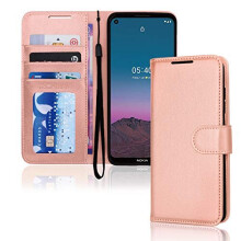 (Rose Gold) TECHGEAR Wallet Case fits Nokia 5.4 - Leather Wallet Flip Protective Case Cover with Card Slots, Kickstand and Wrist Strap - PU Leather Flip Cover