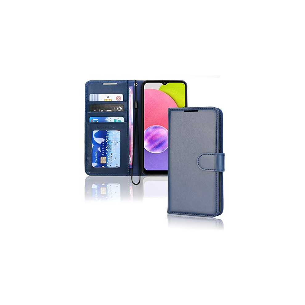 Techgear (Blue) Leather Wallet Case For Xiaomi Redmi A1, Flip Protective Case With Wallet Card Holder, Stand & Wrist Strap - Pu Leather With Magnetic
