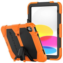 (ORANGE) TECHGEAR G-SHOCK Design for iPad 10 2022 [10th Generation] 10.9" Tough HEAVY DUTY Survival Protective Case with Stand - Kids Schools Workman Case