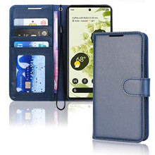 (Blue) Pixel 6 Pro Wallet Case, Flip Protective Cover with Card Holder, Stand and Wrist Strap - PU Leather with Magnetic Closure For Google Pixel 6 Pro