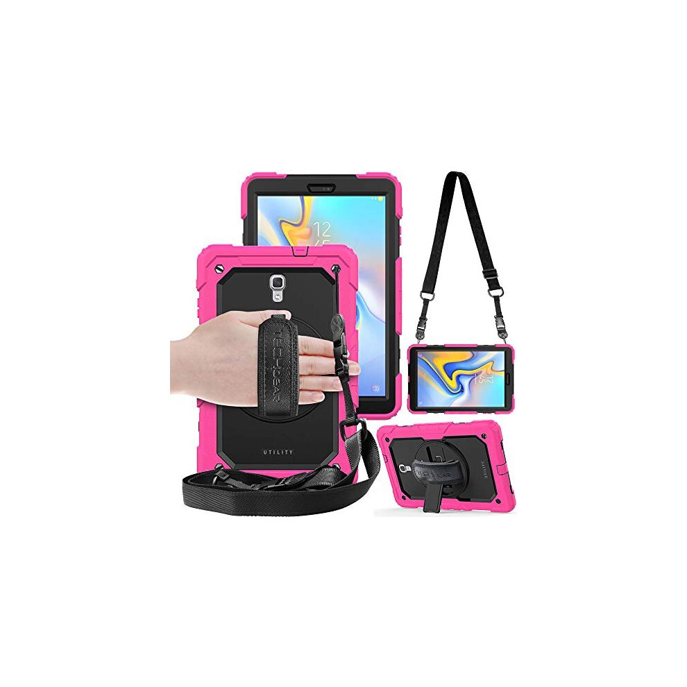 (PINK) TECHGEAR UTILITY Case fits Samsung Galaxy Tab A 10.5" (SM-T590)HEAVY DUTY Armour Shockproof Protect Case 360 Rotating Stand, Hand and Shoulder