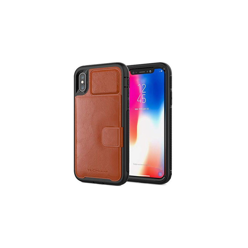TECHGEAR Apple iPhone XS Max Case, Tough Armoured Card Wallet 360 Shock Proof Protective Case Cover with Card Slots Wallet & Stand