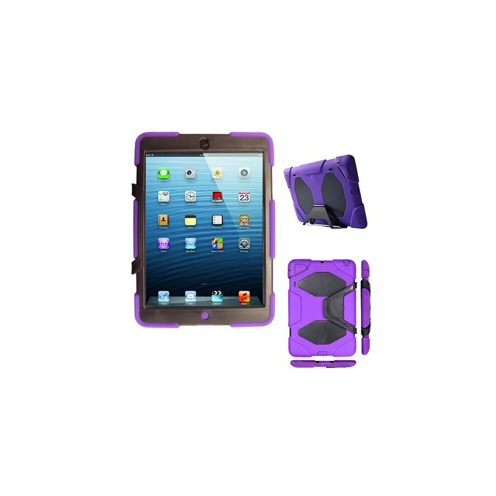 (PURPLE) TECHGEAR G-SHOCK Case for iPad Mini 3, Mini 2, Mini 1 - Tough Rugged Heavy Duty  Survival Case with Detachable Stand - Kids Work School Build