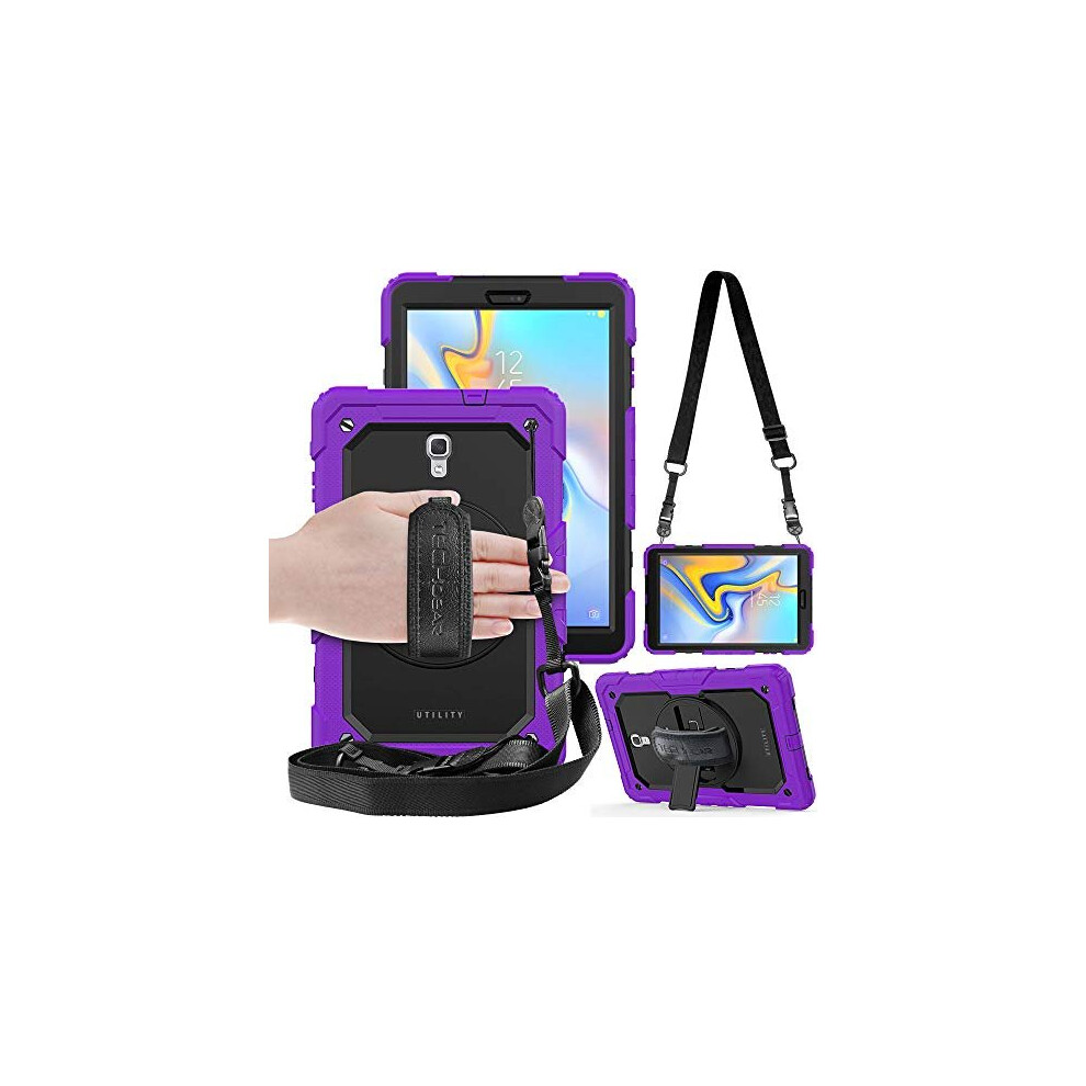 (PURPLE) TECHGEAR UTILITY Case fits Samsung Galaxy Tab A 10.5" (SM-T590)HEAVY DUTY Armour Shockproof Protect Case 360 Rotating Stand, Hand and Shoulde