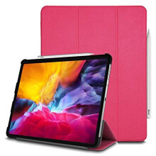 (Pink) Techgear Smart Case for iPad Pro 11 2020, [Pencil Compatible] Smart Case Tri-fold Stand Cover with Corner Protection [Auto Wake / Sleep]