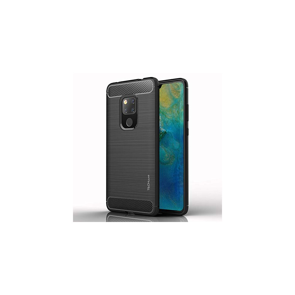 Mate 20 Case - [Stealth Case] Flexible Shockproof TPU Slim Fit Case Cover - Carbon Fibre Design Soft Flexible Protective Shell Guard