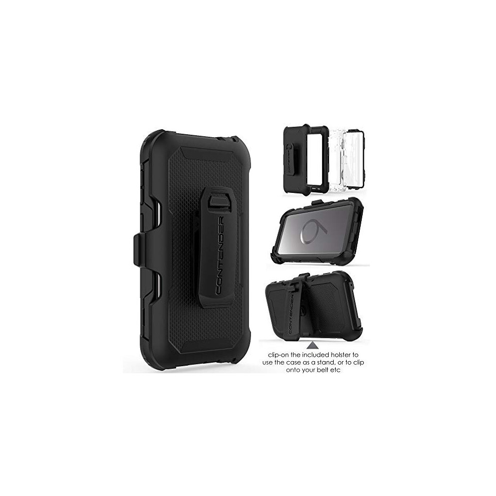 black---clear--techgear-case-fits-samsung-galaxy-s9-plus--heavy-duty-case-with-screen-protector--360--full-body--protective-cover-with-kick-stand-and-holster