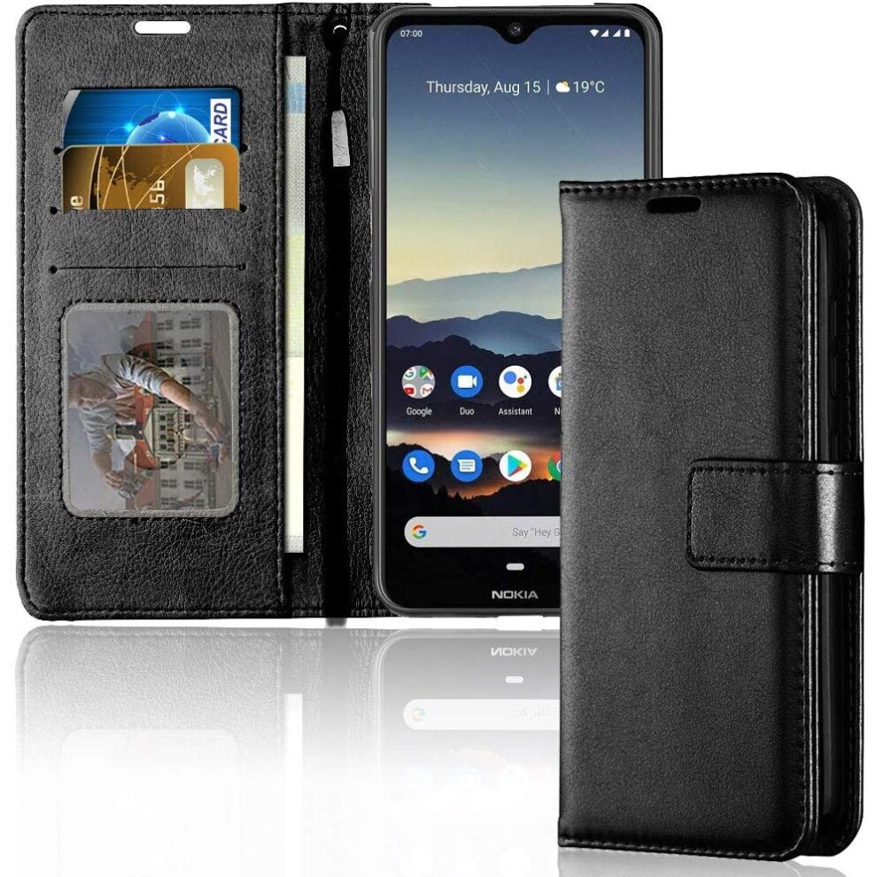 (Black) TECHGEAR Wallet Case fits Nokia 6.2 - Leather Wallet Flip Protective Case Cover with Card Slots, Kickstand and Wrist Strap - PU Leather Flip C