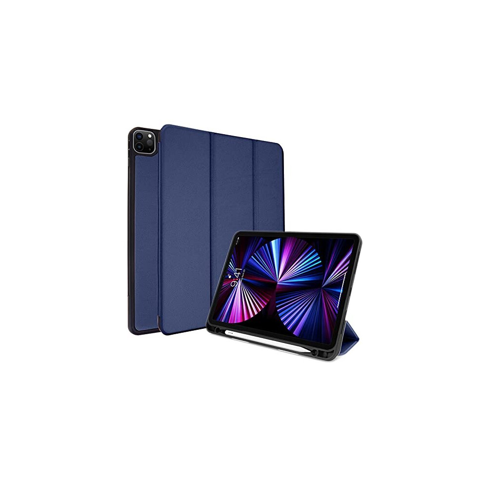 (Blue) iPad Pro 11" 2022 / 2021 (4th & 3rd Gen) Smart Case [Pencil Compatible] Slim Smart Case Fold Stand Cover with Corner Protection [Auto Wake / Sl