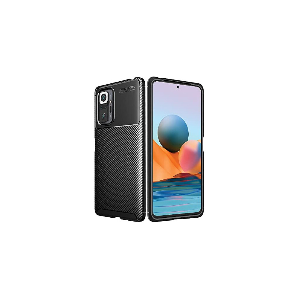 RedMi Note 10 Pro Carbon Fibre Case Flexible, Shockproof, Slim, Soft TPU Protective Shell Cover with Carbon Fibre Detailing