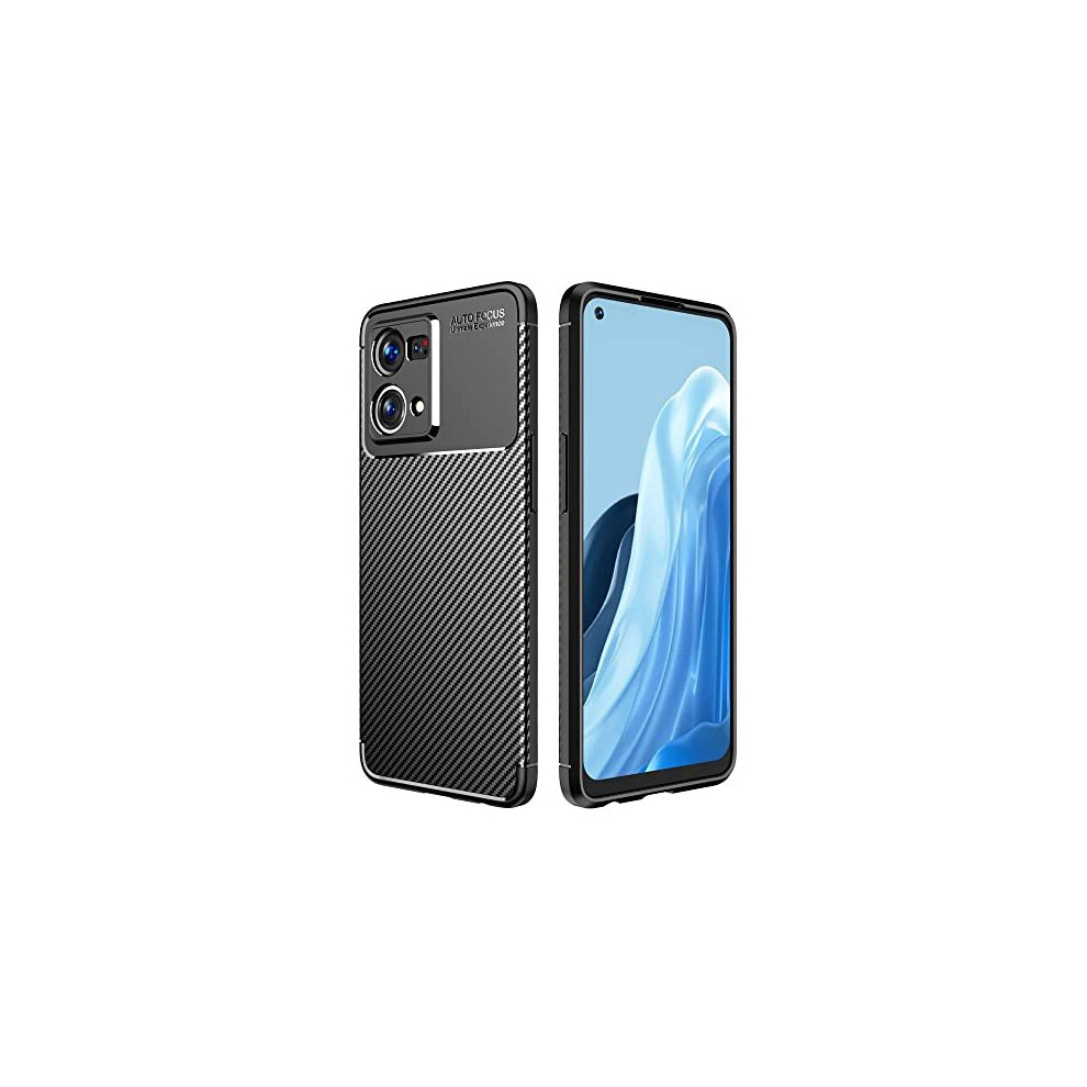 Carbon Fibre Case for Oppo Reno 7 Flexible, Shockproof, Slim, Soft TPU Protective Shell Cover with Carbon Fibre Detailing