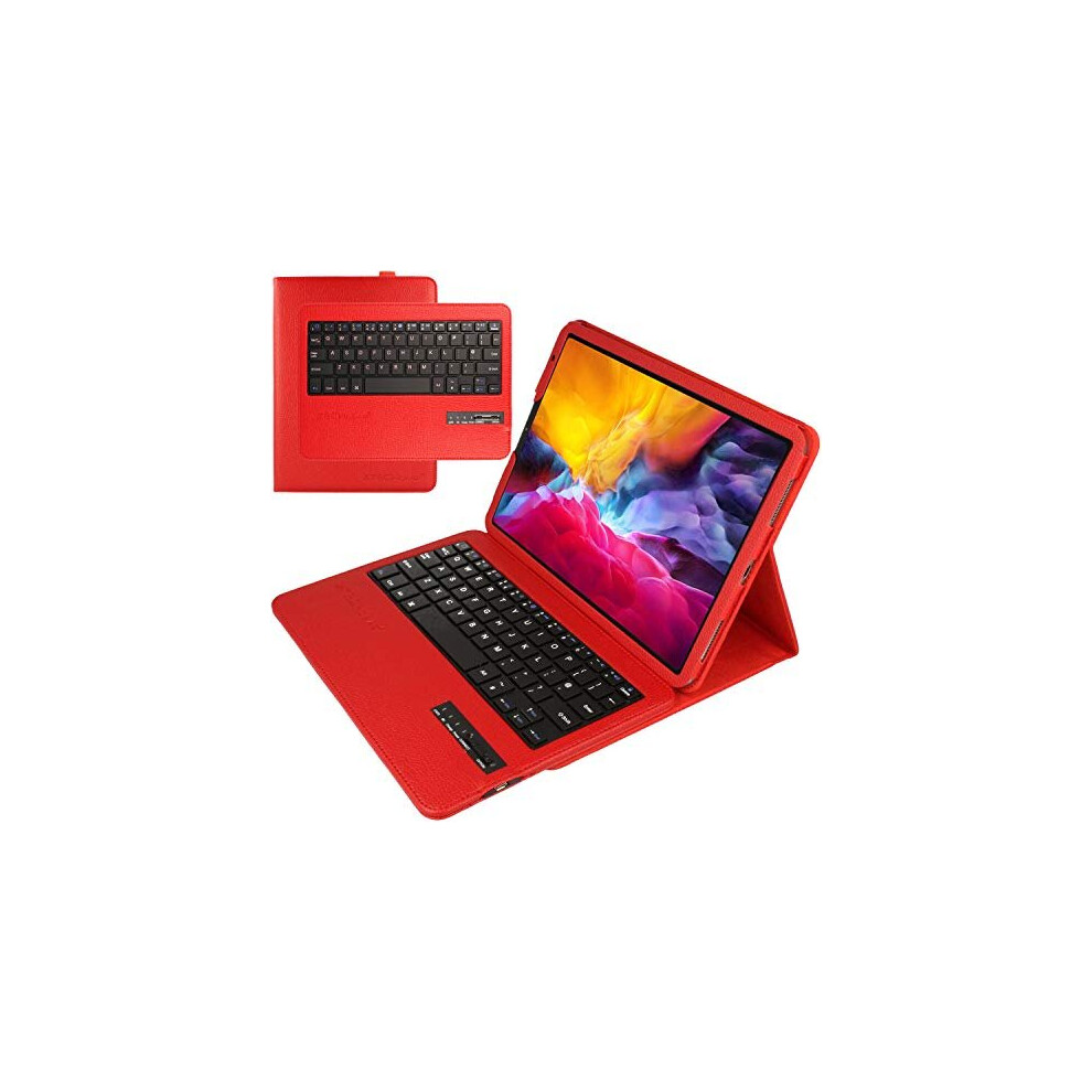 (RED) TECHGEAR Keyboard Case for iPad Pro 11" 4th & 3rd Generation / 2022 & 2021 - PU Leather Case with Detachable Wireless [UK QWERTY] Keyboard & Sta