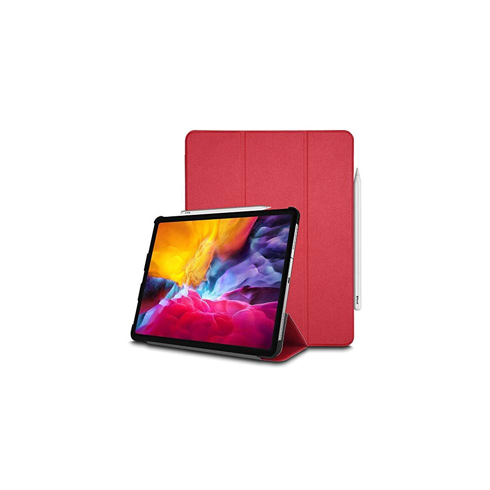 (Red) Techgear Smart Case for iPad Pro 11 2020, [Pencil Compatible] Smart Case Tri-fold Stand Cover with Corner Protection [Auto Wake / Sleep]