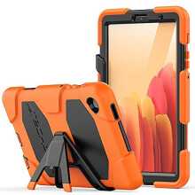 (Orange) TECHGEAR G-SHOCK Case Fits Samsung Galaxy Tab A7 Lite 8.7" 2021 (SM-T220 / SM-T225) HEAVY DUTY Shockproof Case with Stand, Kids Schools Workman Case