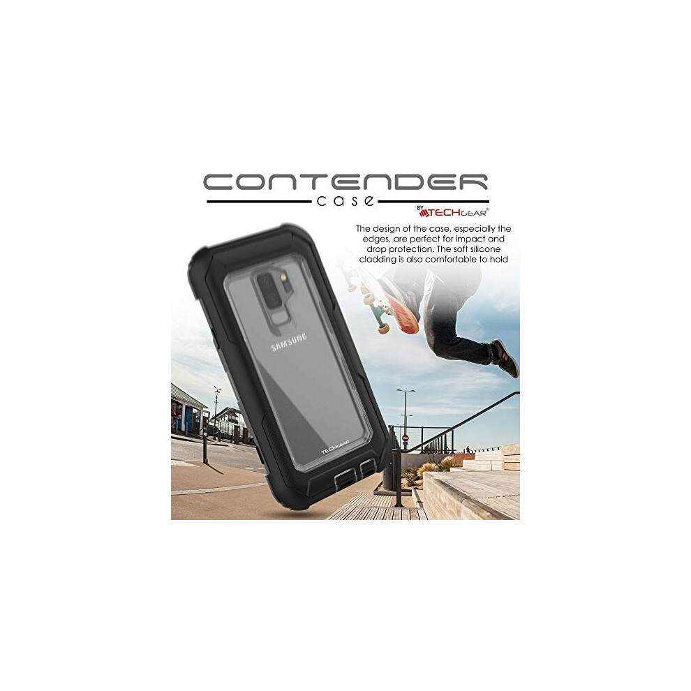 black---clear--techgear-case-fits-samsung-galaxy-s9-plus--heavy-duty-case-with-screen-protector--360--full-body--protective-cover-with-kick-stand-and-holster