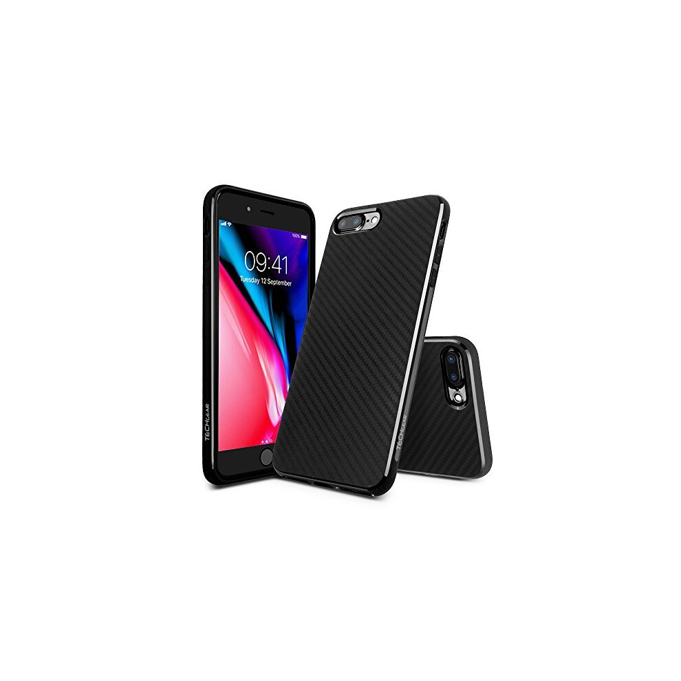 iPhone 8 Plus / 7 Plus Case - Flexible, Shockproof, Slim Fit, Soft TPU Protective Shell Cover with Carbon Fibre Design