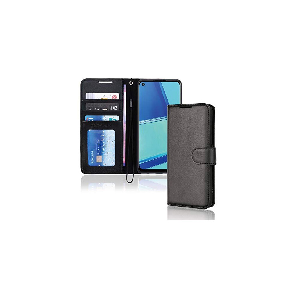 Techgear Leather Wallet Case For Oppo A72 / A52 / A92, Flip Protective Case Cover With Wallet Card Holder, Stand & Wrist Strap With Magnetic Closure