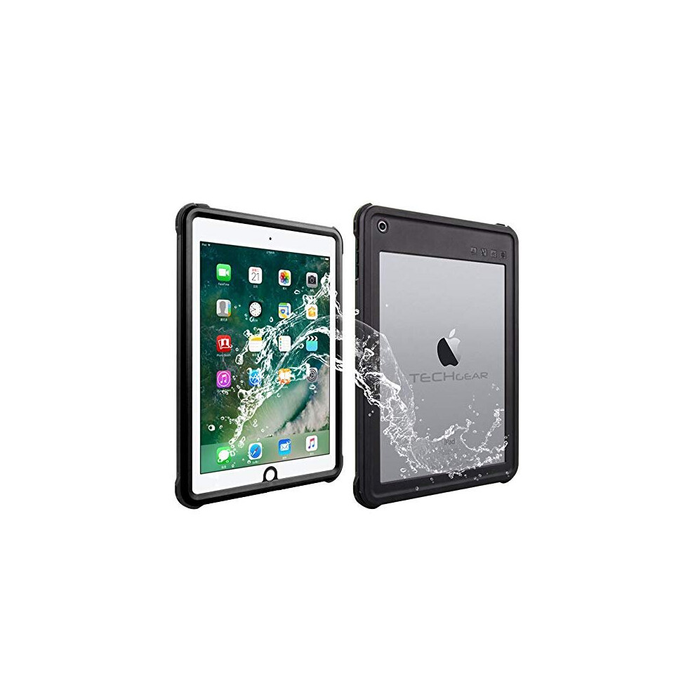 TECHGEAR Waterproof Case for iPad 9.7" 6th / 5th Gen  [Poseidon Case] Slim Shockproof Waterproof Case with Built-in Screen Protector + Stand & Strap