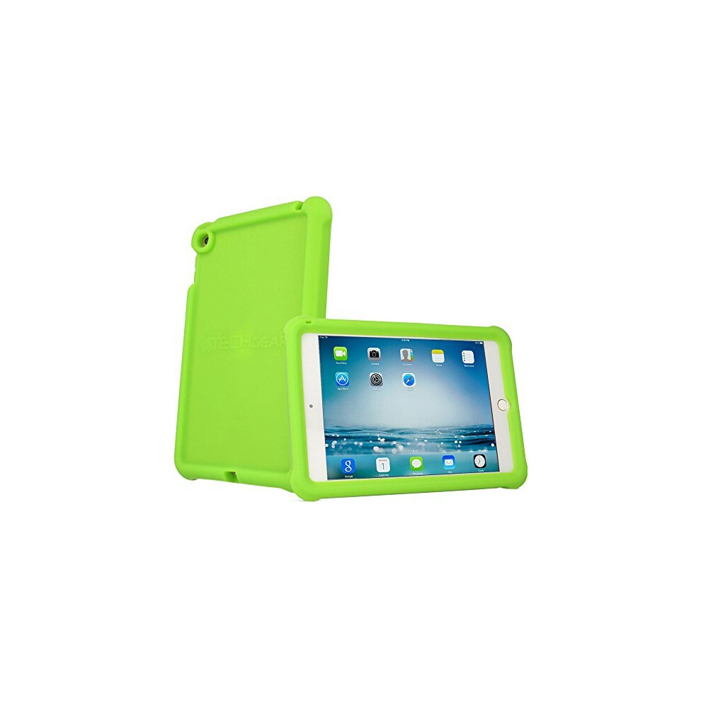 (GREEN) Bumper Case fits Apple iPad Mini 5 2019, iPad Mini 4, Rugged Light Weight Shockproof Soft Silicone Protective Easy Grip Case + Screen Protecto