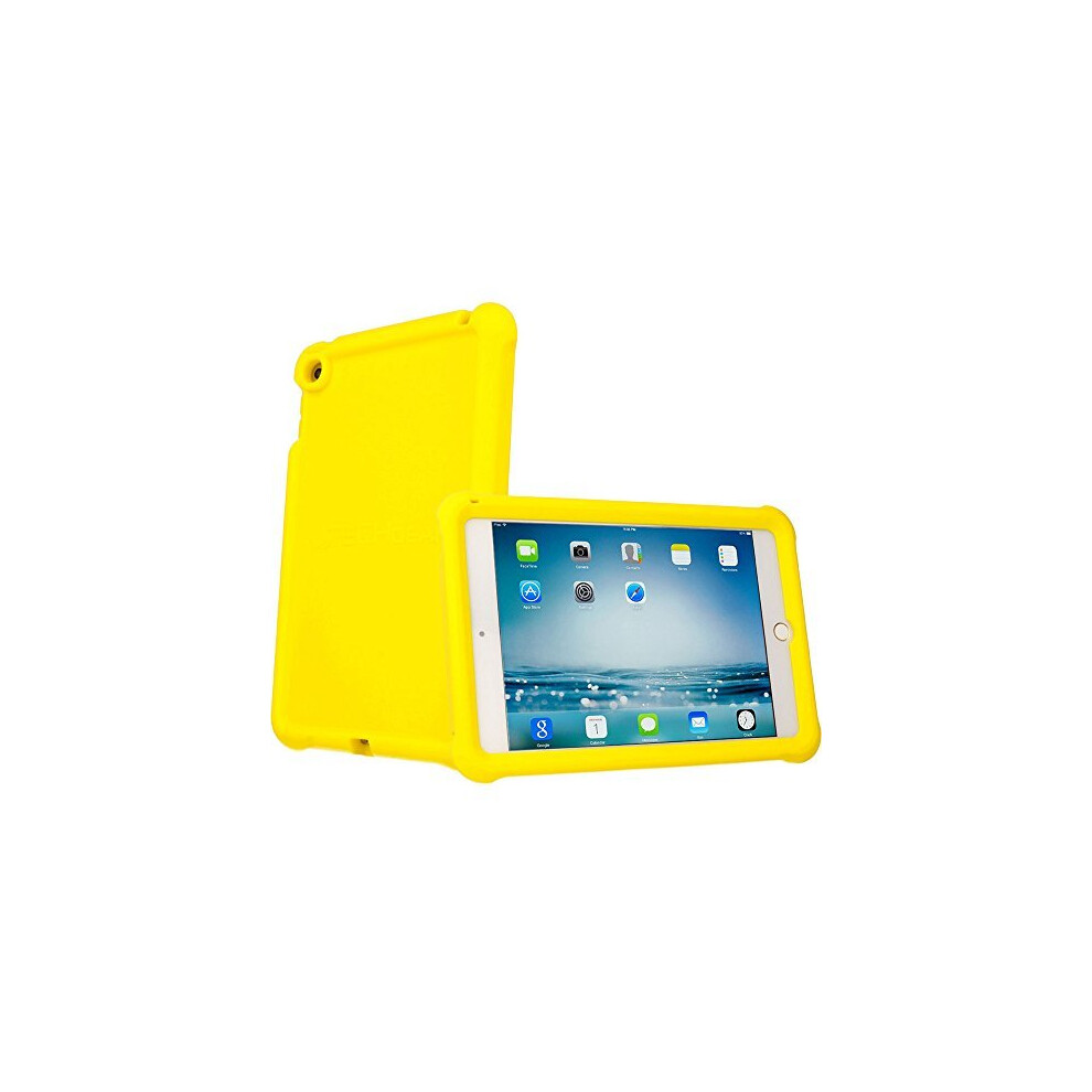 (YELLOW) Bumper Case fits Apple iPad Mini 5 2019, iPad Mini 4, Rugged Light Weight Shockproof Soft Silicone Protective Easy Grip Case + Screen Protect