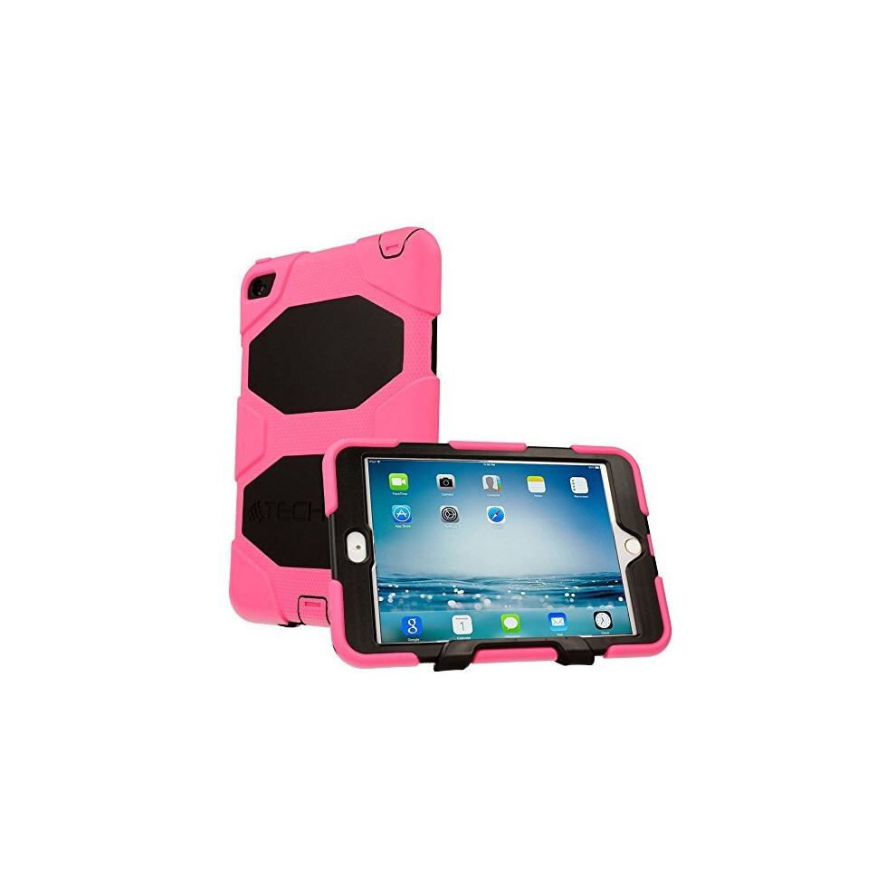 (PINK) TECHGEAR G-SHOCK Case fits Apple iPad Mini 5 / 4 - Rugged Heavy Duty Armour Shock Proof Survival Protective Case with Stand - Kids Work School