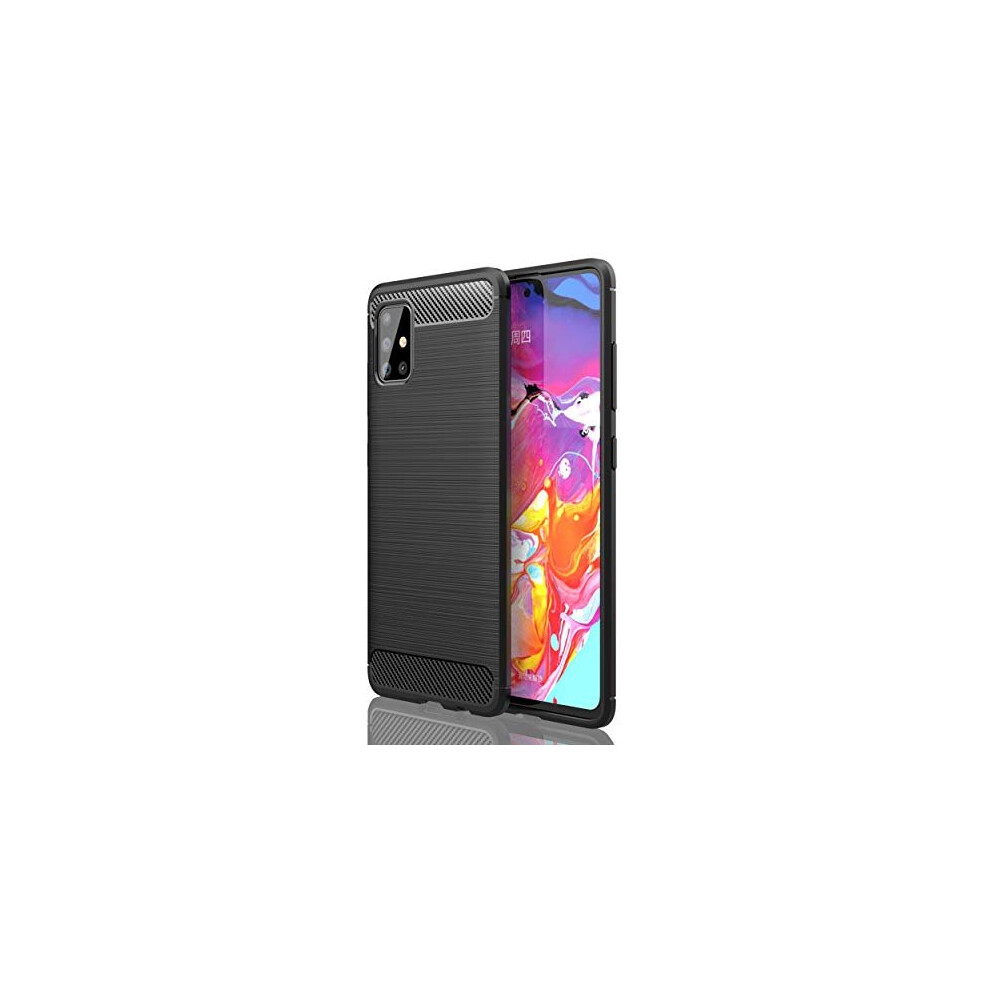 Samsung Galaxy A51 Carbon Fibre Case [Stealth Case] Flexible, Shockproof, Ultra Slim, Soft TPU Protective Shell Cover with Carbon Fibre