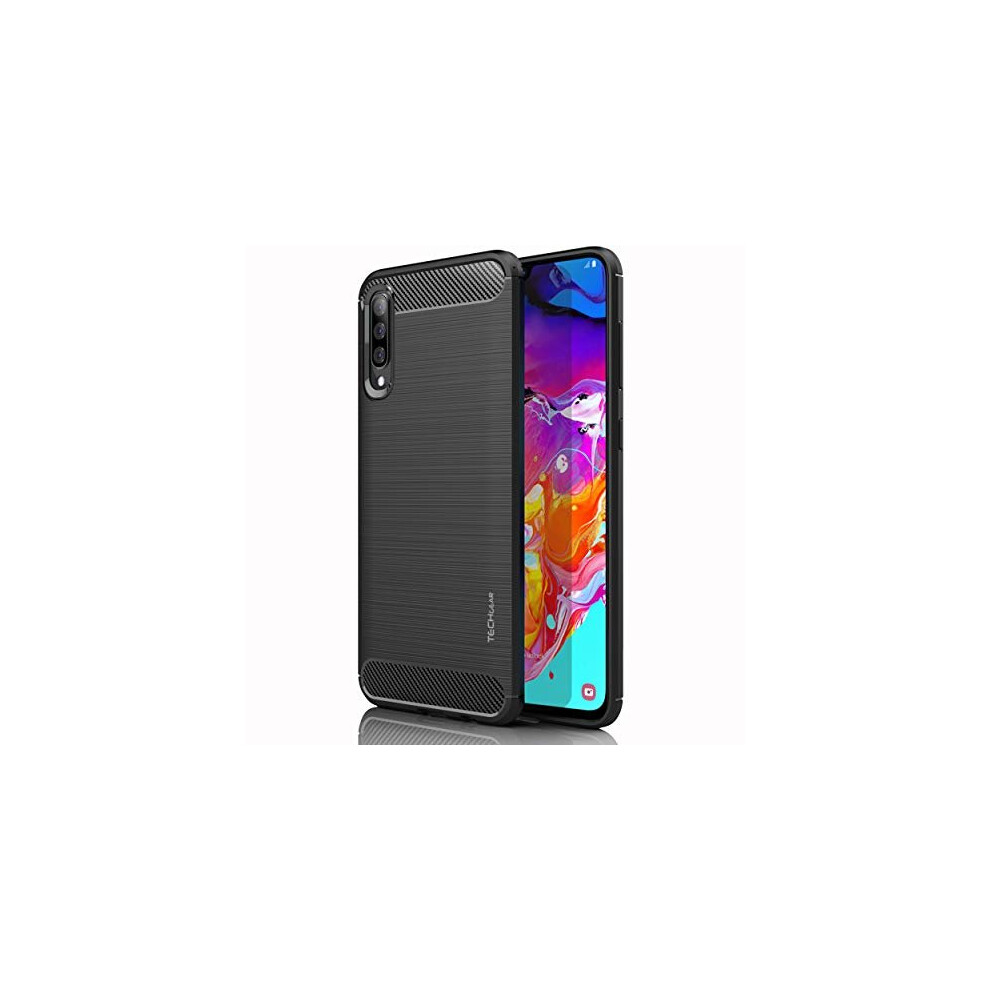 Samsung Galaxy A70 Carbon Fibre Case [Stealth Case] Flexible, Shockproof, Ultra Slim, Soft TPU Protective Shell Cover with Carbon Fibre Detailing