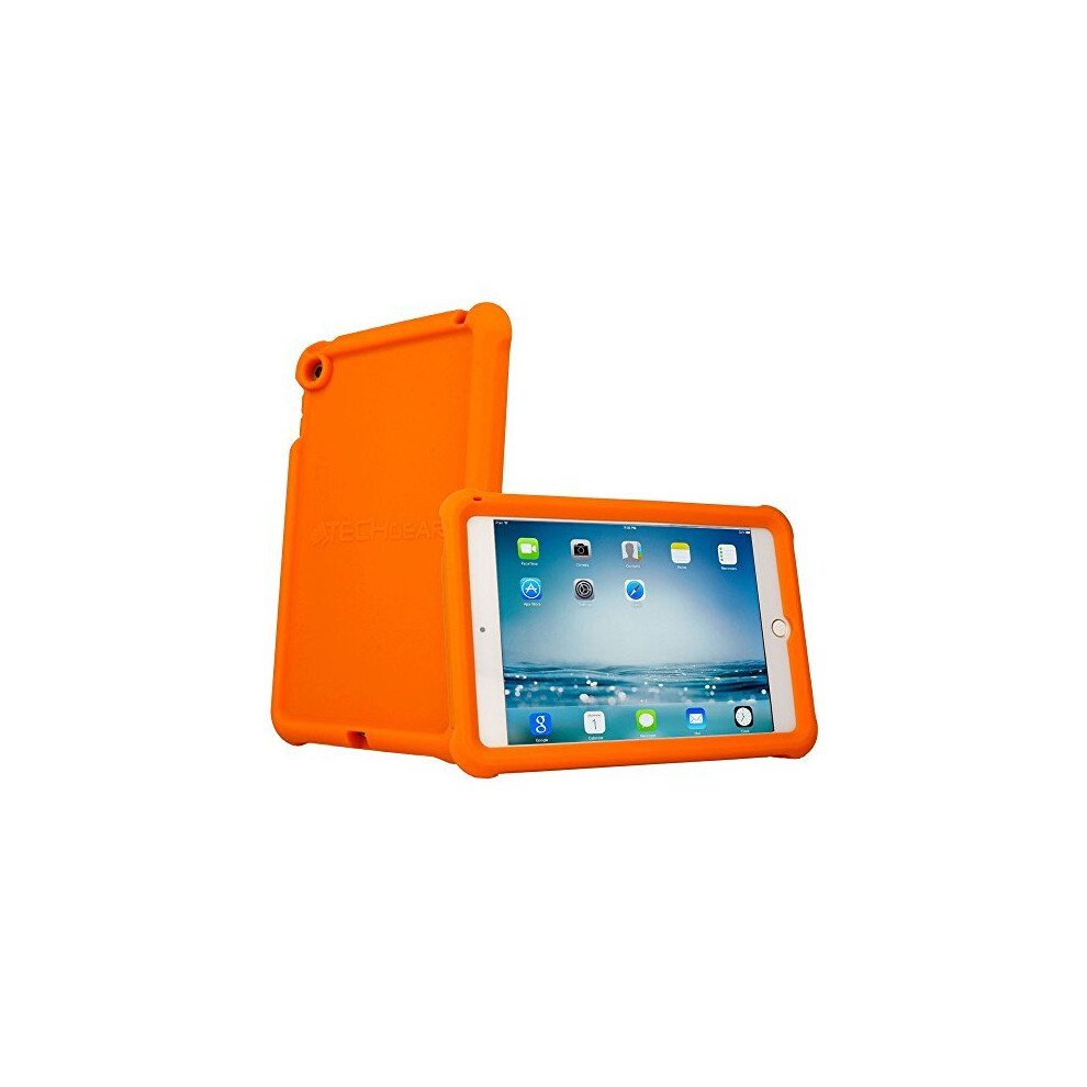 (ORANGE) Bumper Case fits Apple iPad Mini 5 2019, iPad Mini 4, Rugged Light Weight Shockproof Soft Silicone Protective Easy Grip Case + Screen Protect